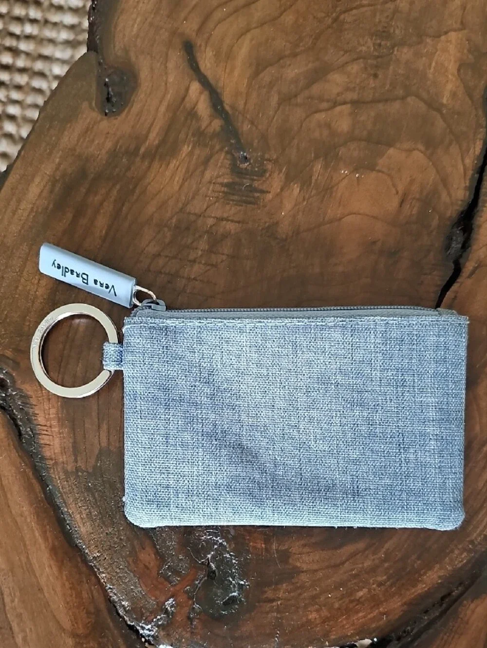 Vera Bradley Silver/Light Gray Card ID Holder with Key Ring - Picture 2 of 3